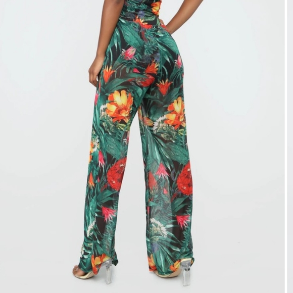 Long length strapless floral mesh jumpsuit - Picture 5 of 6